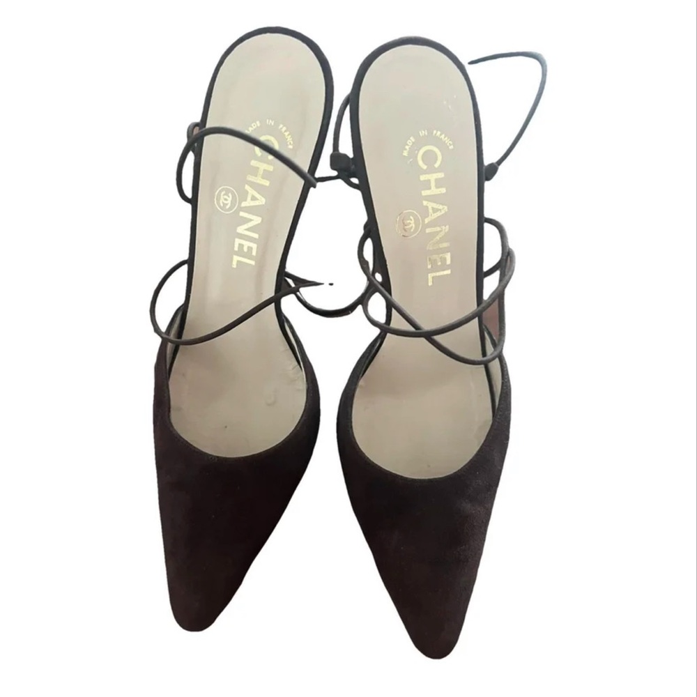 Chanel Brown Suede Heels